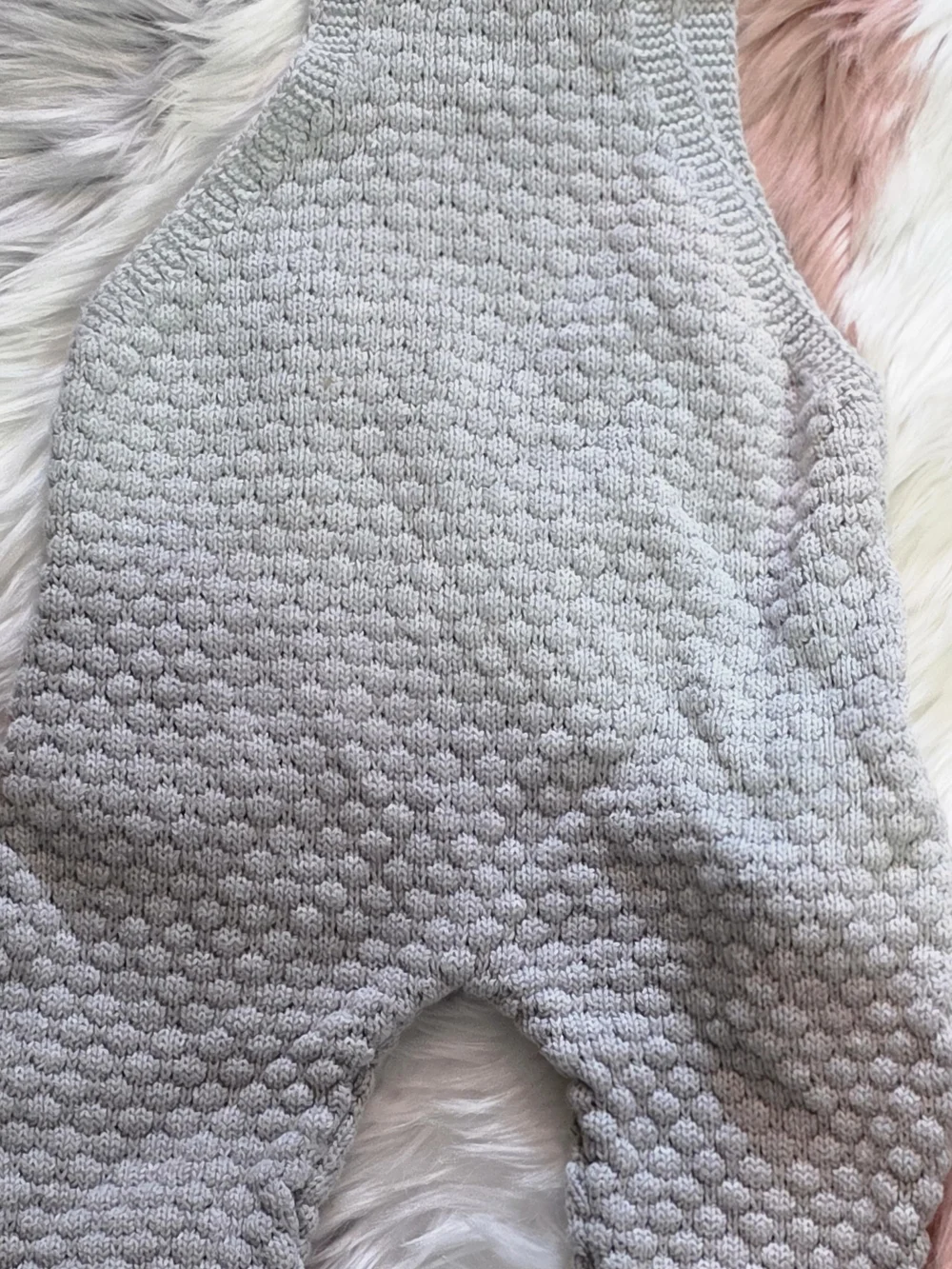 Textured Knit Baby One-Piece Romper in Light Gray
